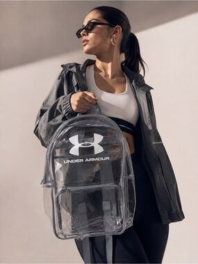Under Armour Clear Stadium Backpack Gray Transparent PVC Bookbag